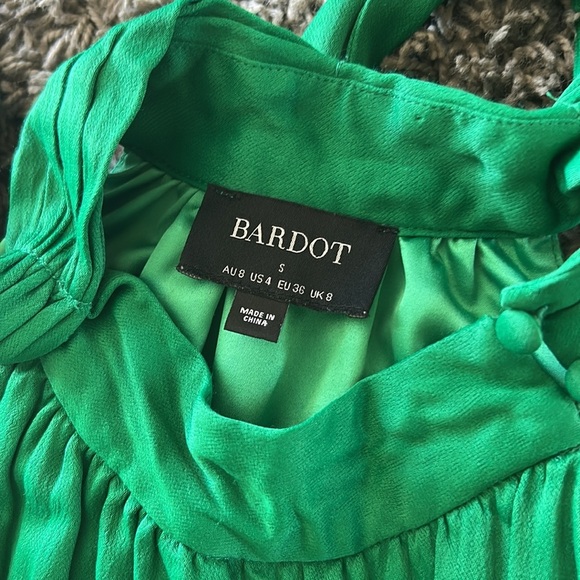 Bardot Etta Tie Neck in Fern Green Sleeveless Mini Dress Size 4 - Picture 8 of 16